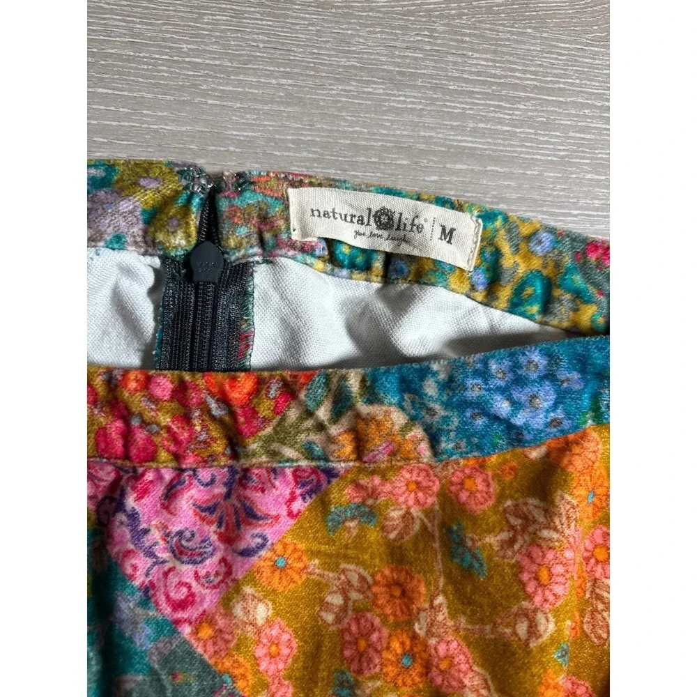 Natural Life Med Patchwork Floral Maxi Skirt Cotton Boho Cottagecore Festival
